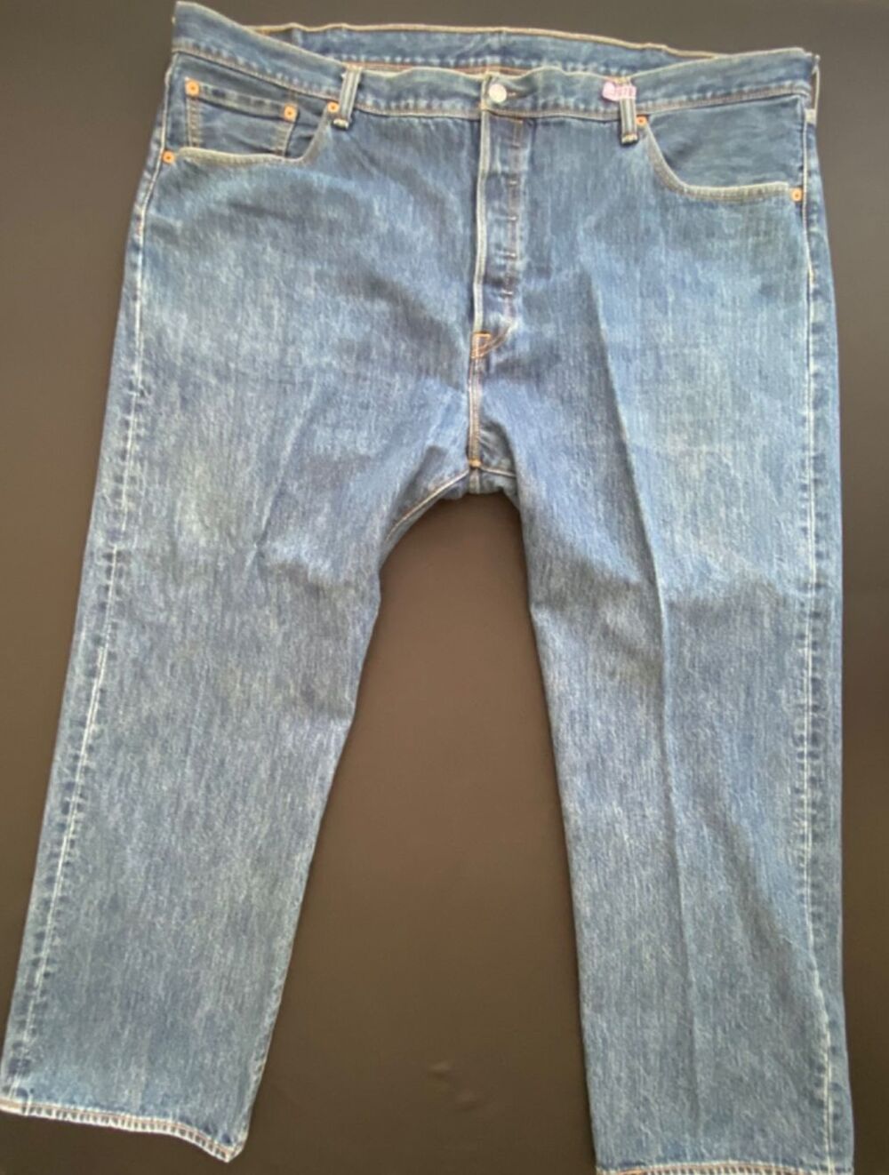 Levis 501 Regular Fit Straight Leg Blue Jeans Mens 46X30 Red Tab 5 Pocket Denim